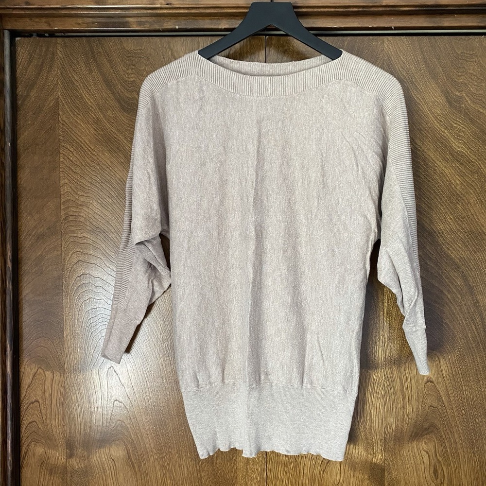 Alfani Large Women's Beige Cream 3/4 Sleeve Textured Y2K Boat Neck Sweater Soft